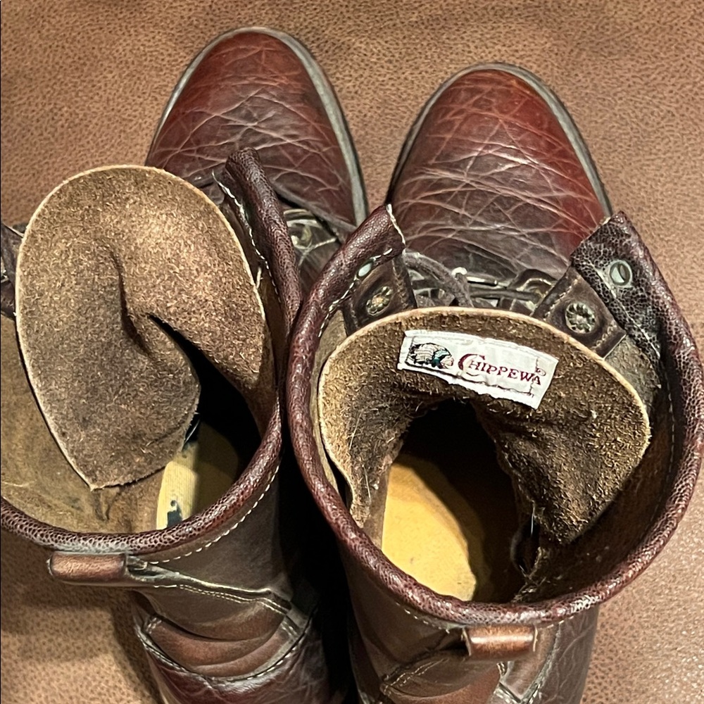 Chippewa Dark Brown Lace-Up Leather Work Boots - Picture 11 of 16